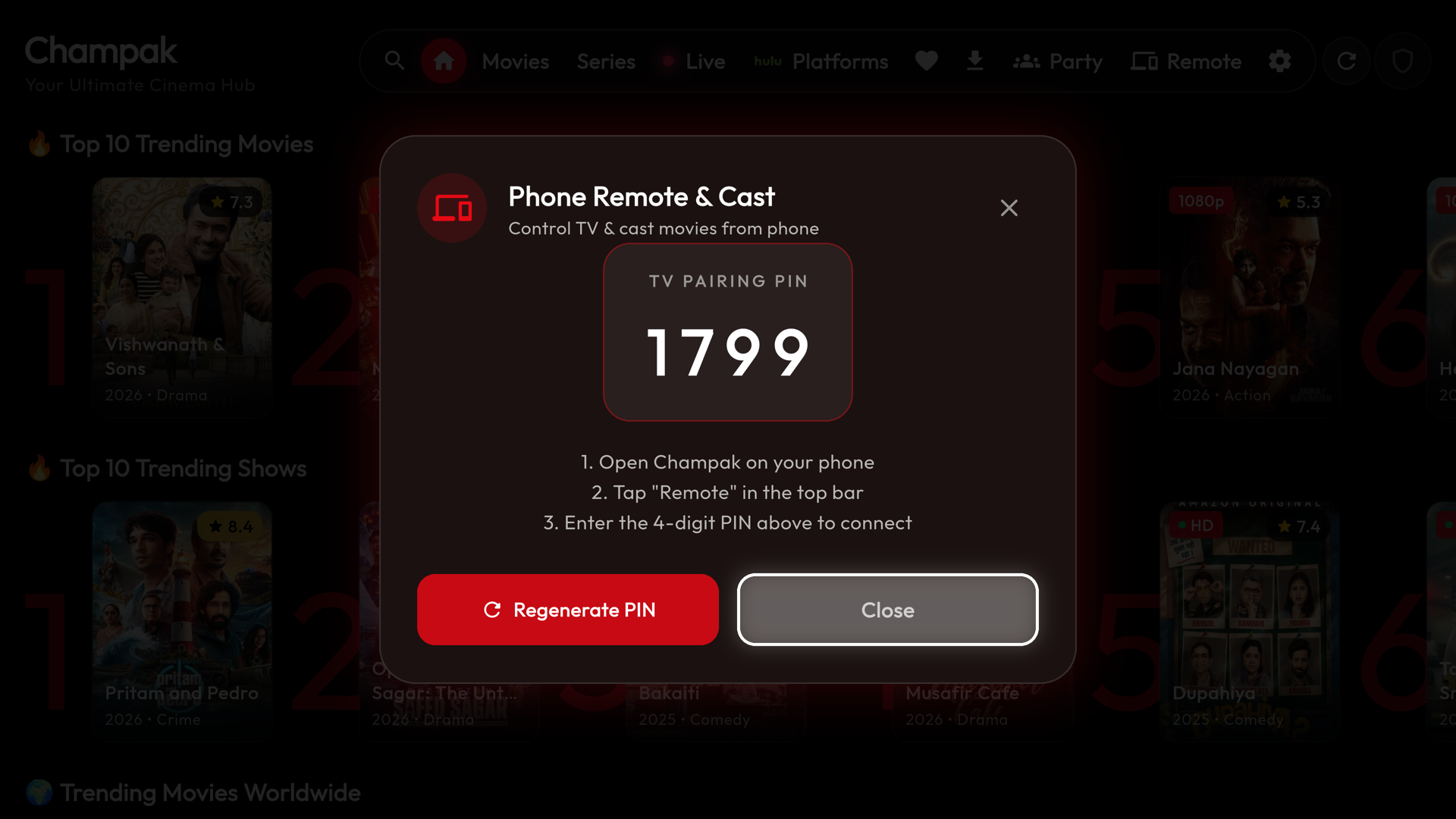 Champak Phone Remote & TV Pairing